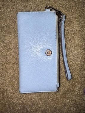 Anne Klein Light Blue Pebbled Wristlet Wallet